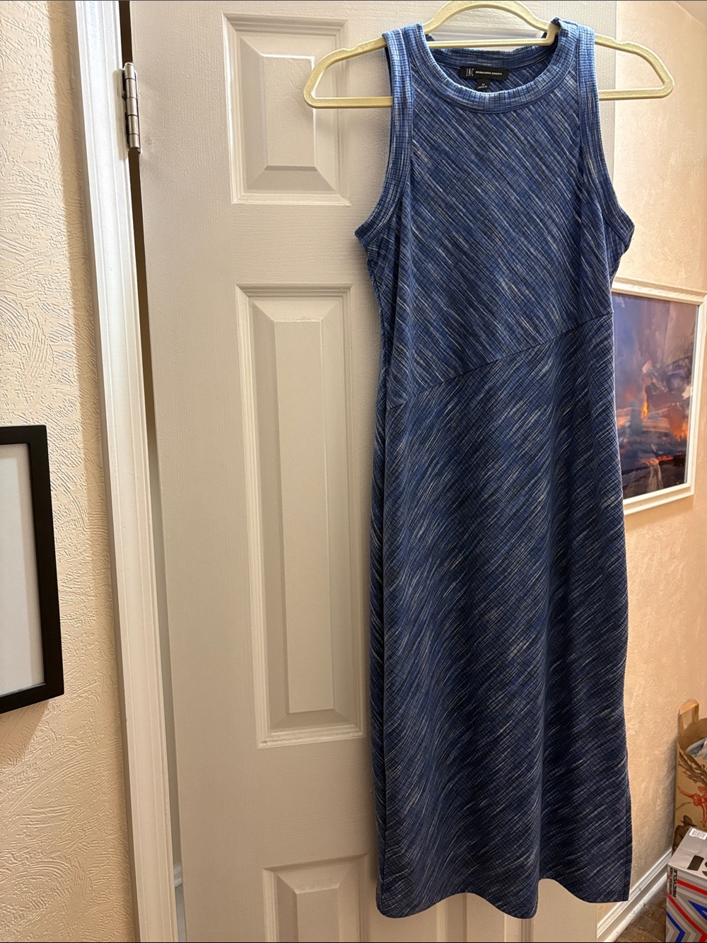 NWOT INC Sleeveless Blue Space-Dye Maxi Dress